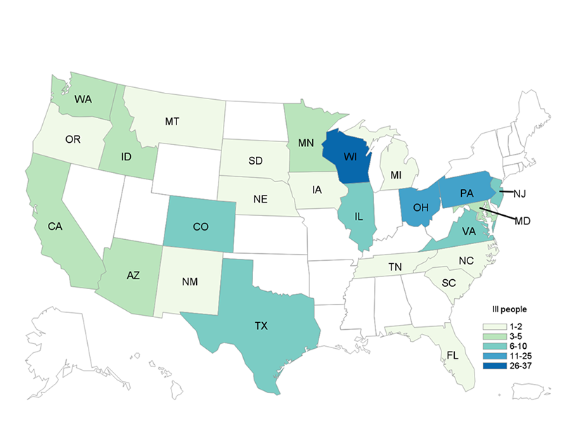 E Coli Outbreak Linked To California Romaine Sickens 138 CDC   6bec4fbb 52cc 4c2d 8a7c 73ab866e0bf1 Map 12 19 19 