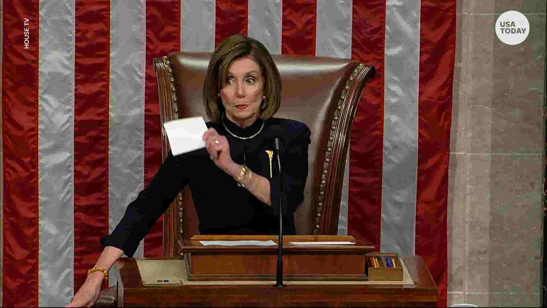 Nancy Pelosi Gives Stern Glare After Announcing Trump Impeachment 