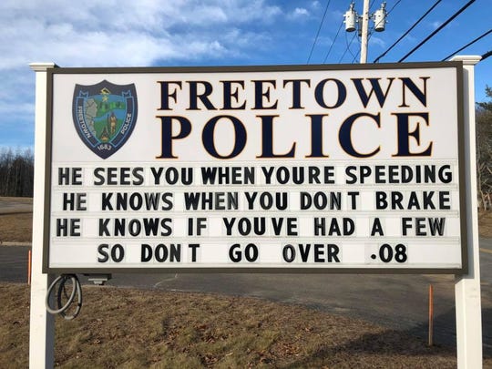 Massachusetts Police Christmas Themed Sign Goes Viral On Facebook