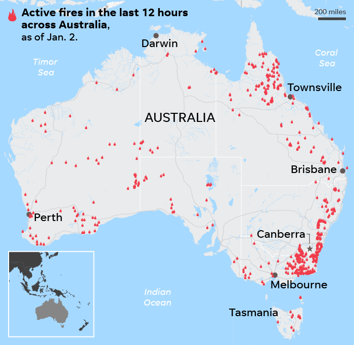 Australia Wildfires Map