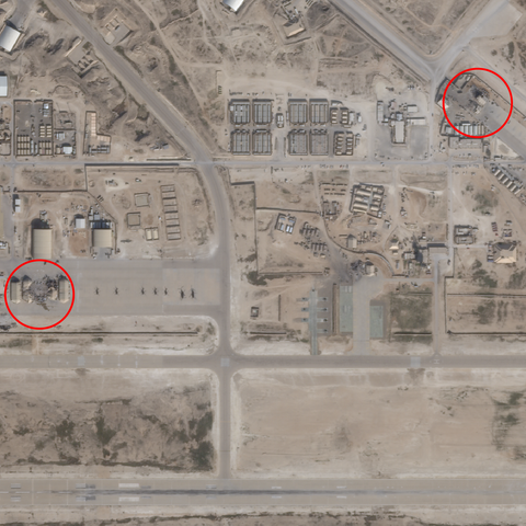 Satellite images of al Assad air base in Iraq take