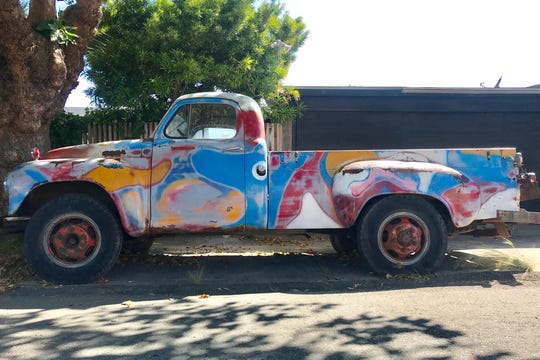 This historic Grateful Dead equipment truck, named the Dred, was used in the 1960s by the band and could often be seen parked at the Dead's studio in Novato, California, and at their party house in Olympia.