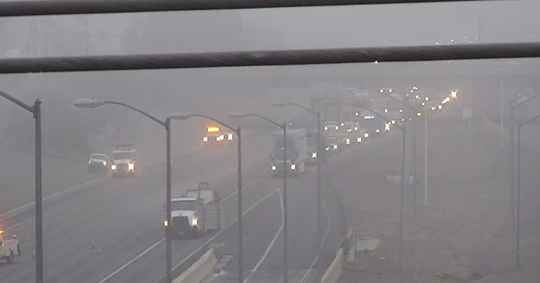 Heavy fog settled in the Phoenix area, near Interstate 10 and 75th Avenue, early Wednesday morning, Jan. 22, 2020.