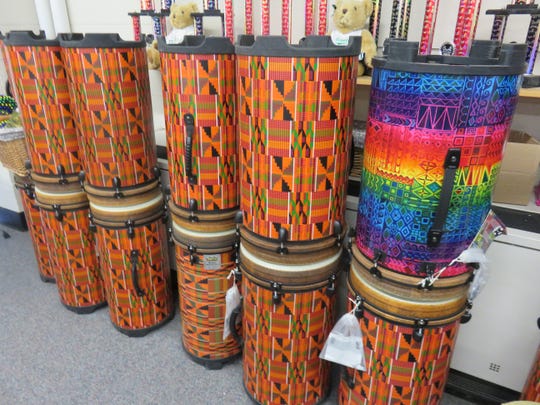 Colorful drums, shown on Jan. 22, 2020, are used in the music program at Cedar Bluff Middle School.