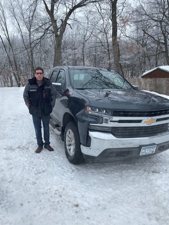 Brian Duscher with his 2019 Chevrolet Silverado Z71 pickup that he said experienced failing brakes after he got a recall done.