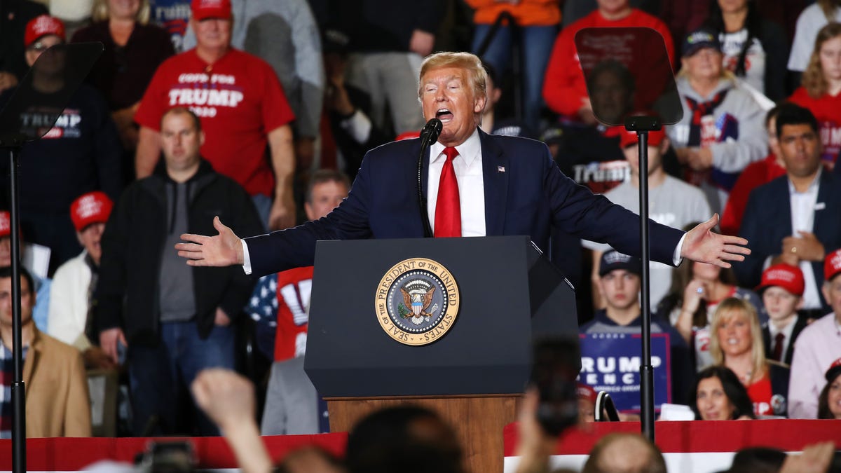 President Donald Trump at a political rally Tuesday in Wildwood, N.J.