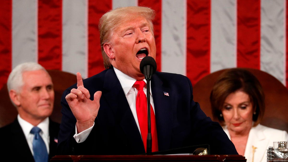 President Donald Trump delivers his State of the Union address at the US Capitol in Washington, DC, on February 4, 2020.