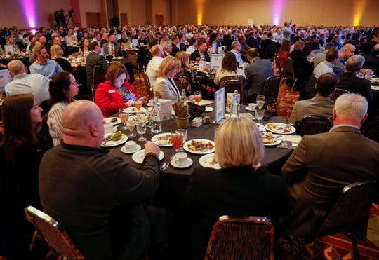 A large crowd filled the University Plaza Convention Center to hear nationally recognized futurist and economist Rebecca Ryan deliver the keynote speech during the Springfield Business Development Corporation's 2020 Annual Meeting on Friday, Feb. 21, 2020.