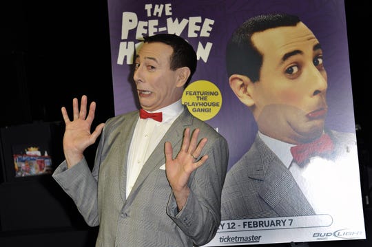 Actor Paul Reubens, playing the character Pee-wee Herman, launches his Pee-wee Herman show at a press conference at Club Nokia on December 7, 2009 in Los Angeles, California.