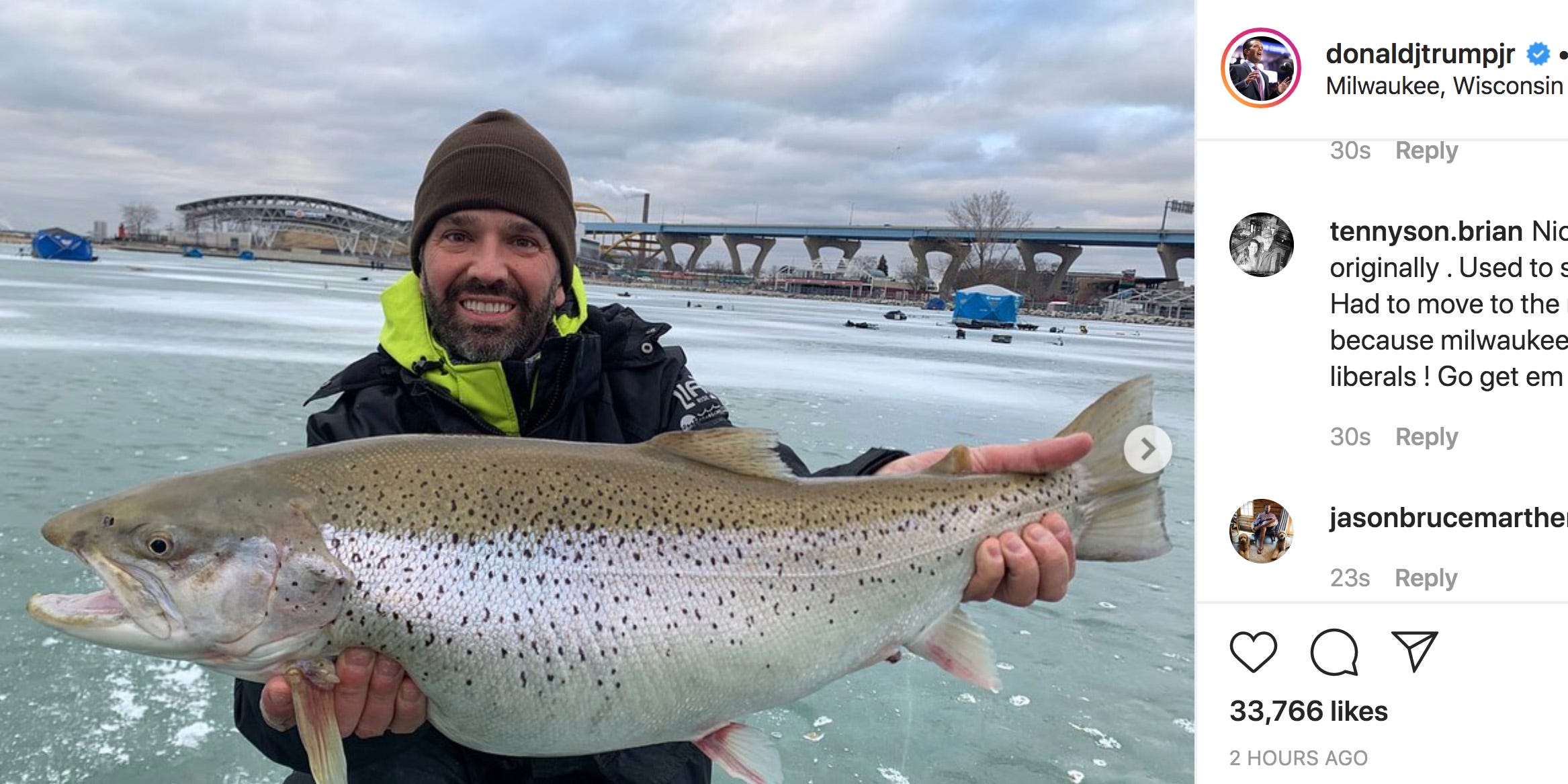 Donald Trump Jr Goes Ice Fishing In Milwaukee