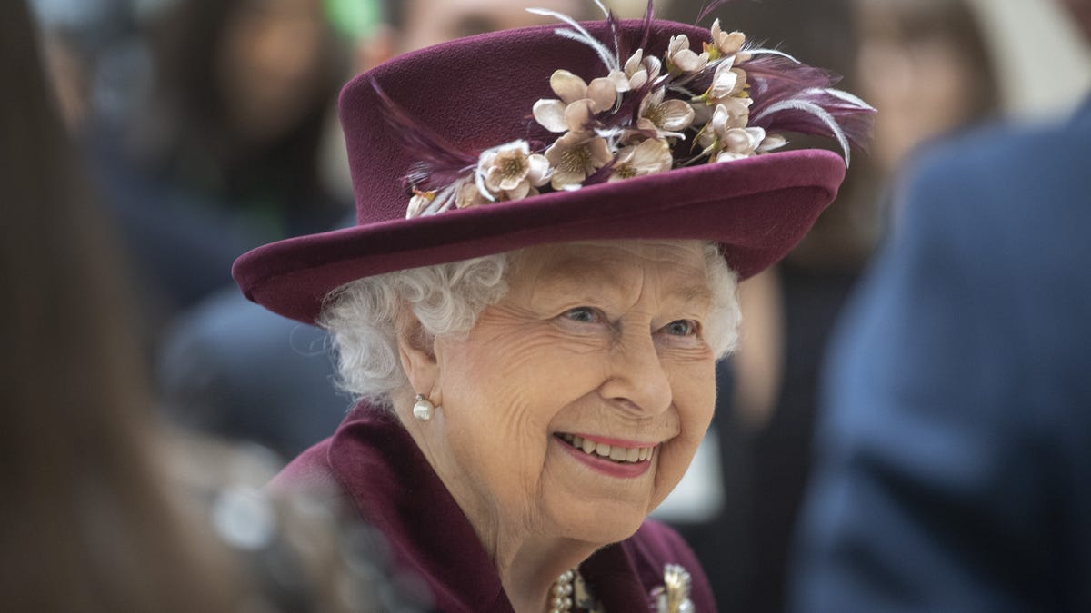 Queen Elizabeth II during a visit to the headquarters of MI5 at Thames House on Feb. 25, 2020 in London.