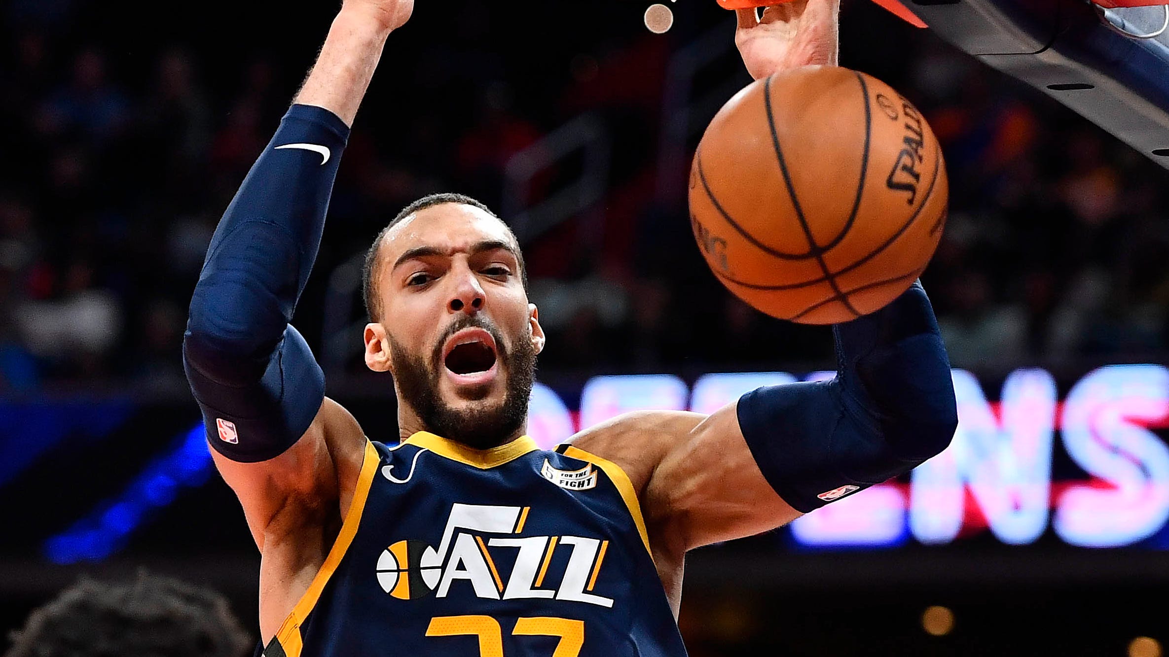 Rudy Gobert gave gameworn arm sleeves to fans after Detroit Pistons game