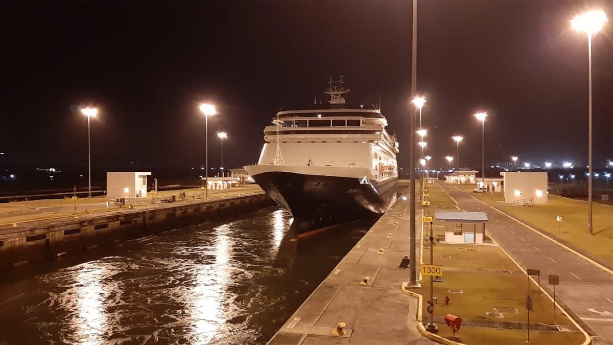 Here's a look at Holland America's MS Zaandam in the Panama Canal.