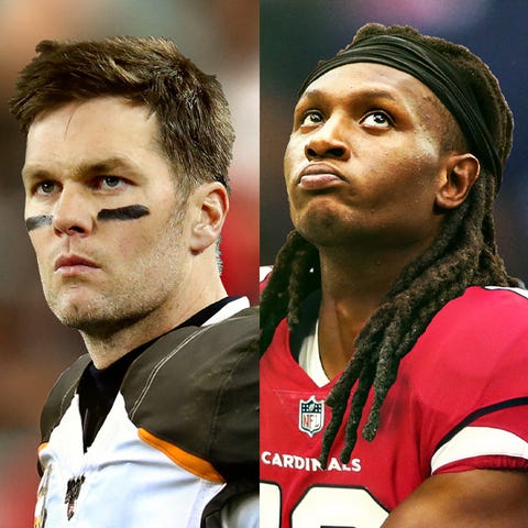 Tom Brady, left, and DeAndre Hopkins have switched