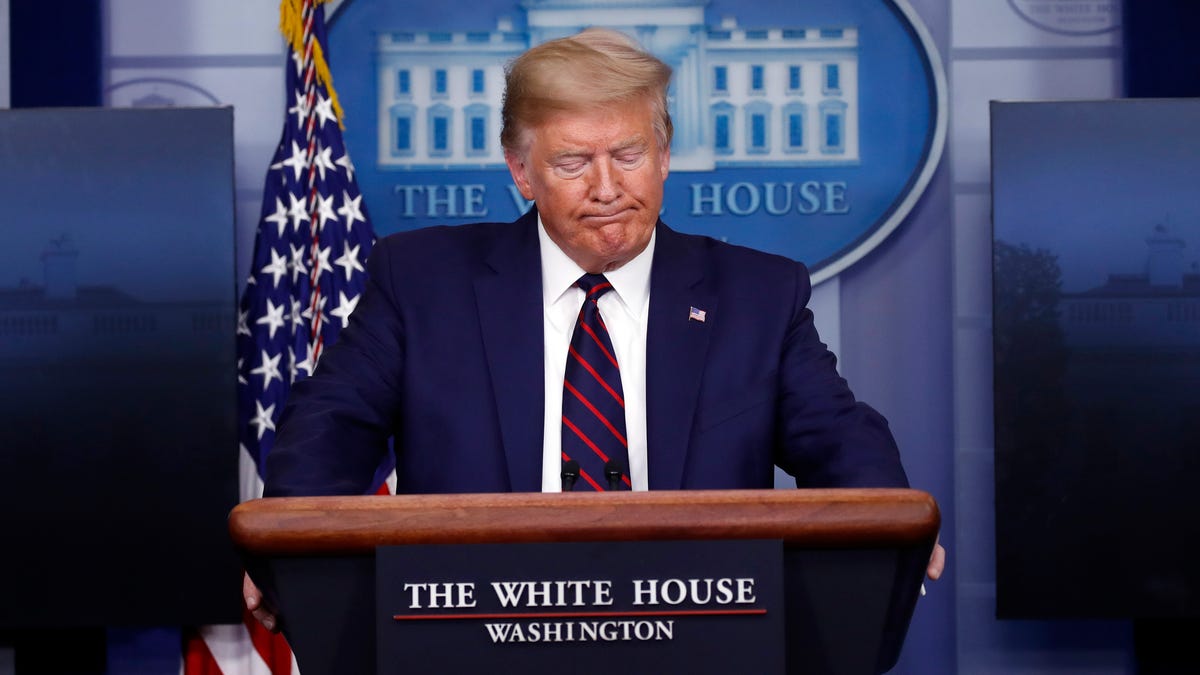 President Donald Trump speaks about the coronavirus at the White House on April 2, 2020.