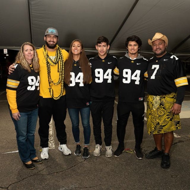 From left, the Epenesa family: Stephanie, Andrew Jared (A.J.), Samantha, Iosefatu, Eric and Eppy. This photo was taken after the Holiday Bowl in San Diego.