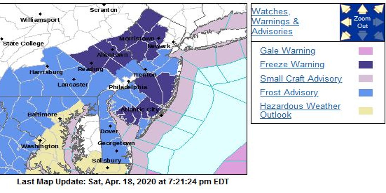 NJ Weather Frost advisory, freeze warning overnight