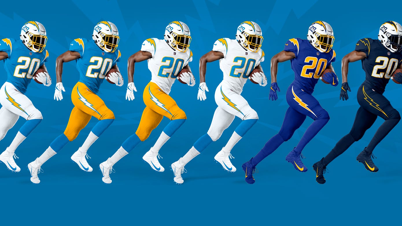 Los Angeles Chargers new uniforms Jerseys, fresh look unveiled