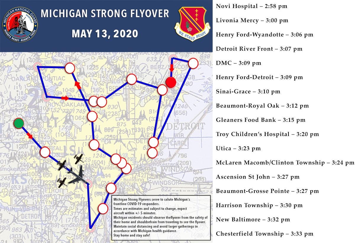 'Michigan Strong' flyover to take place today See the map, times