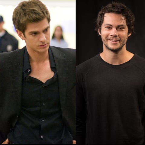 Andrew Garfield, left, approves of Dylan O'Brien's