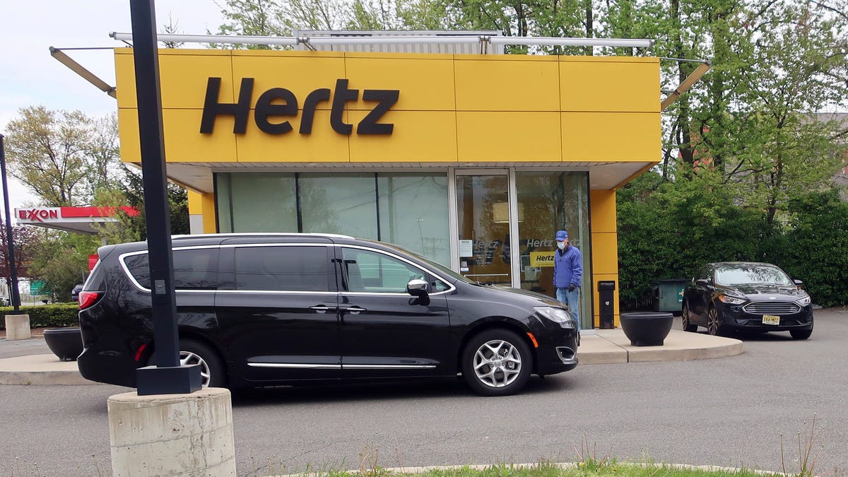 A Hertz store is closed during the coronavirus pandemic.