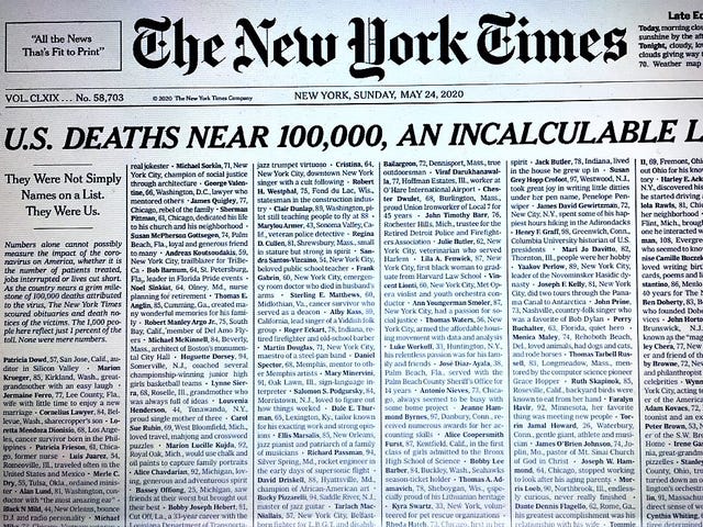 Plymouth Covid 19 Victim Included In New York Times Tribute