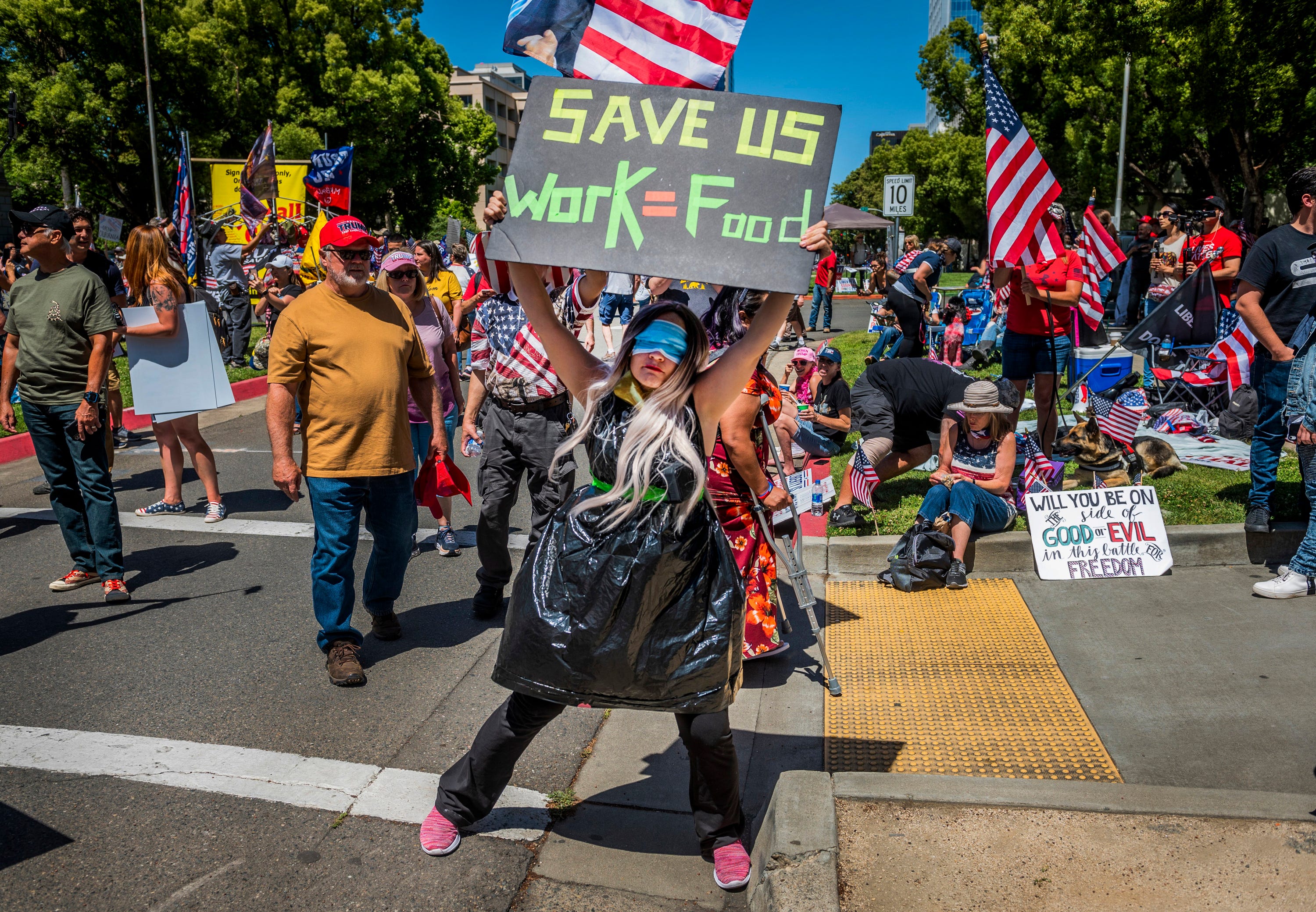 Hundreds protest in Sacramento against stay-at-home order