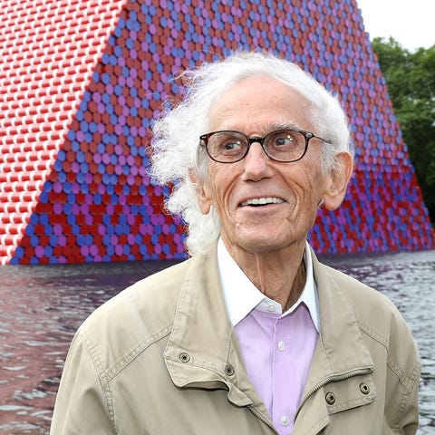 Artist Christo, seen here with his first U.K. outd