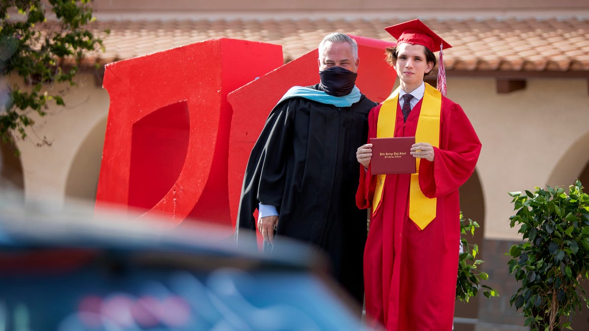 Photos Palm Springs High School driveup graduation