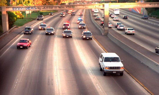 The June 1994 slow-speed police chase of a white Ford Bronco, driven by Al Cowlings and carrying O.J. Simpson, was watched in real time across the world. Ford has moved the debut date of the new Bronco because the original reveal was planned for Simpson's birthday.