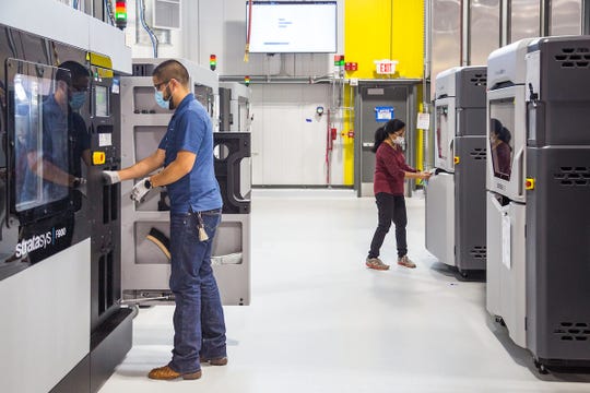 GM used 3-D printers usually utilized for auto production to transition to medical devices.