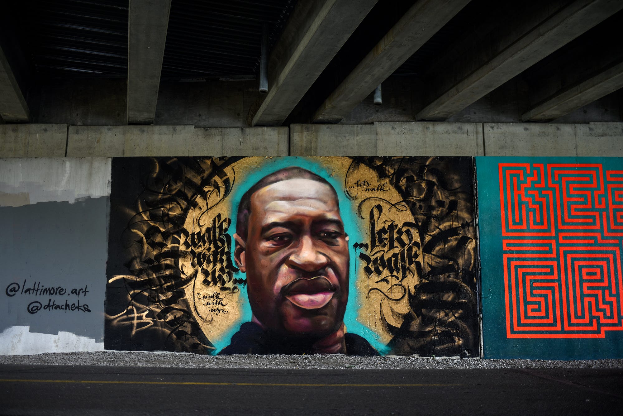 George Floyd Mural Goes Up Along Lansing River Trail