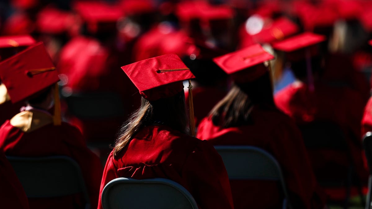 Center Grove High School holds an outdoor graduation ceremony