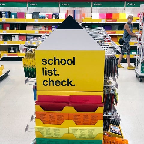 Back-to-school supplies await shoppers at a store 