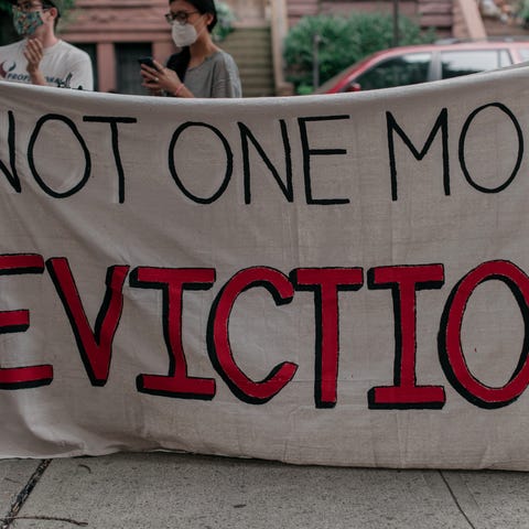 Housing activists on July 31, 2020, in Brooklyn, N