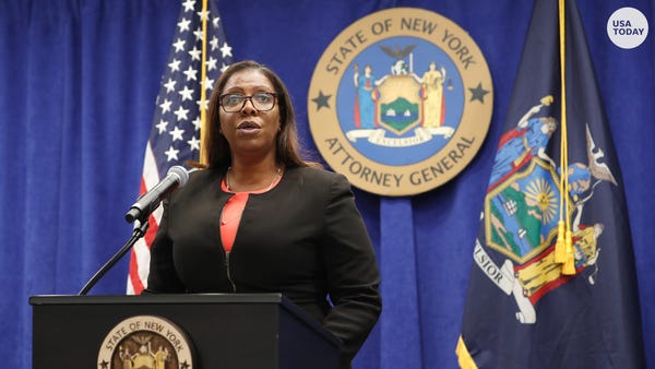 New York Attorney General Letitia James has filed 