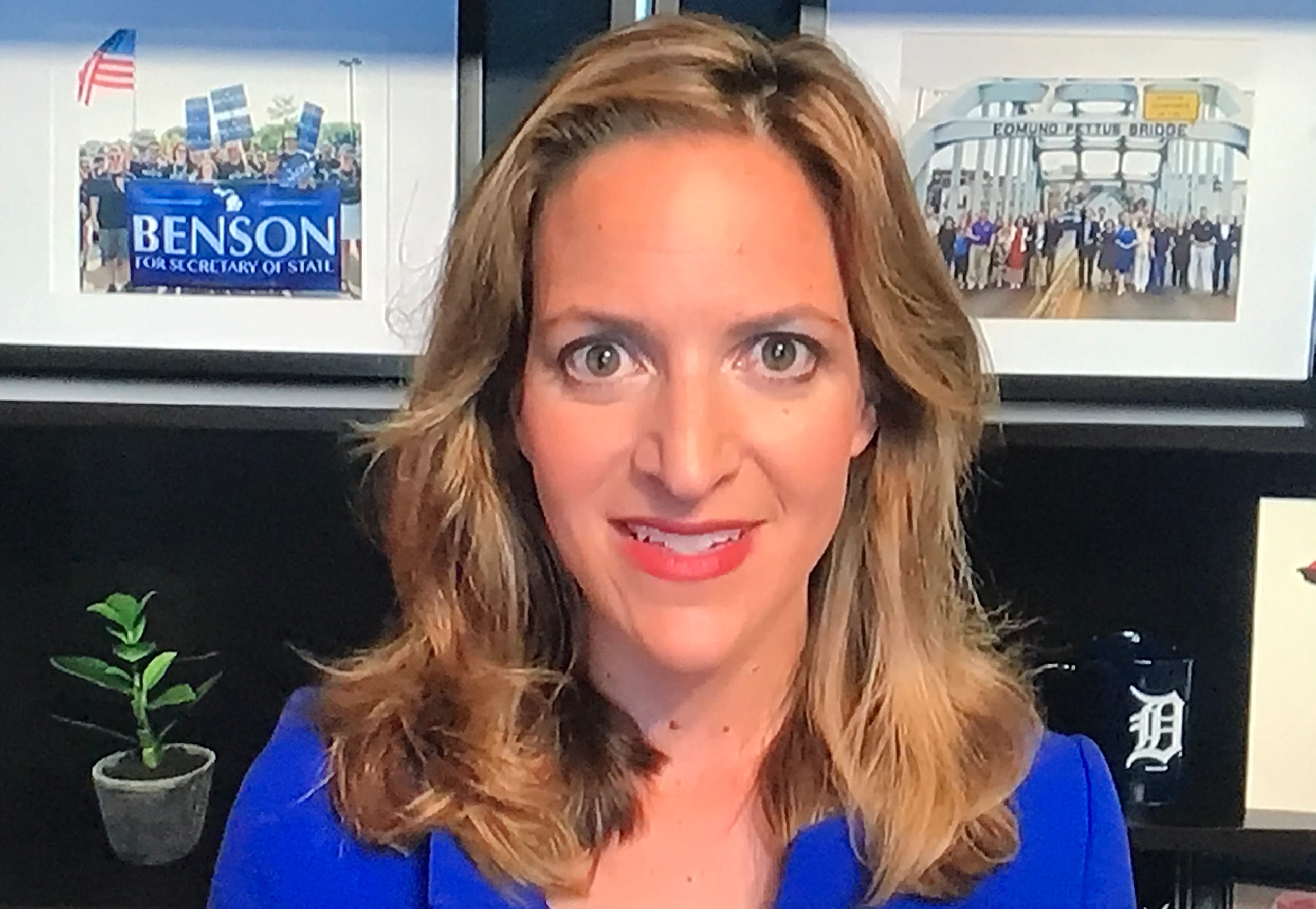 Michigan Secretary of State Jocelyn Benson speaks at Democratic National Convention on Thursday, Aug. 20, 2020.