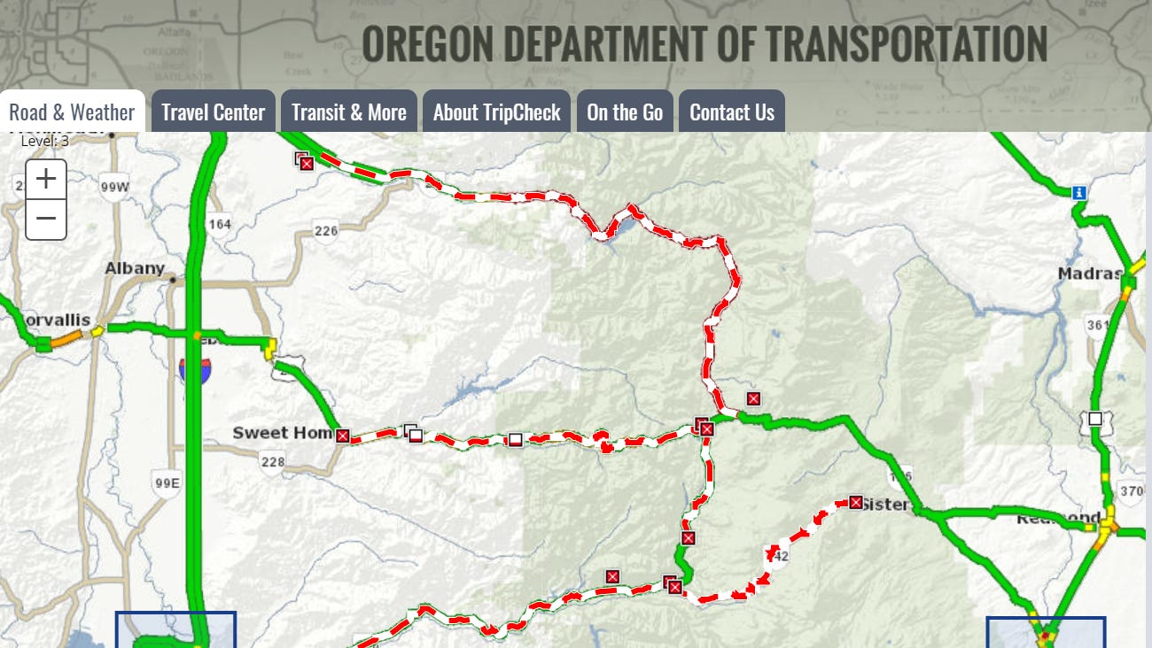 Oregon Dot Road Conditions Map Oregon Road Closures: Running List Of Odot Closures Due To Wildfires
