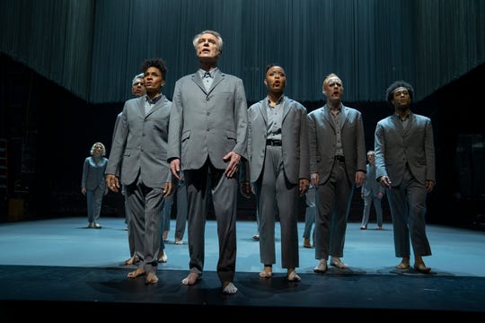 David Byrne (center) is host, frontman and ringmaster of "American Utopia," a filmed version of the Broadway show directed by Spike Lee.