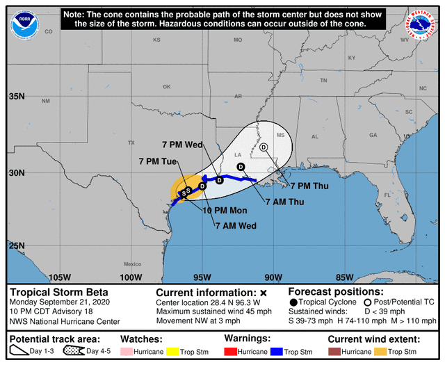 2020 Hurricane Season Beta Storm Track Updates Rainfall Estimates