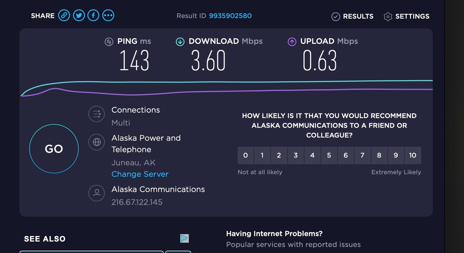 internet test connection