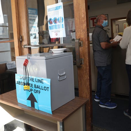An absentee ballot box in the lobby at the Dutchess County Board of Elections in Poughkeepsie on Oct. 1.