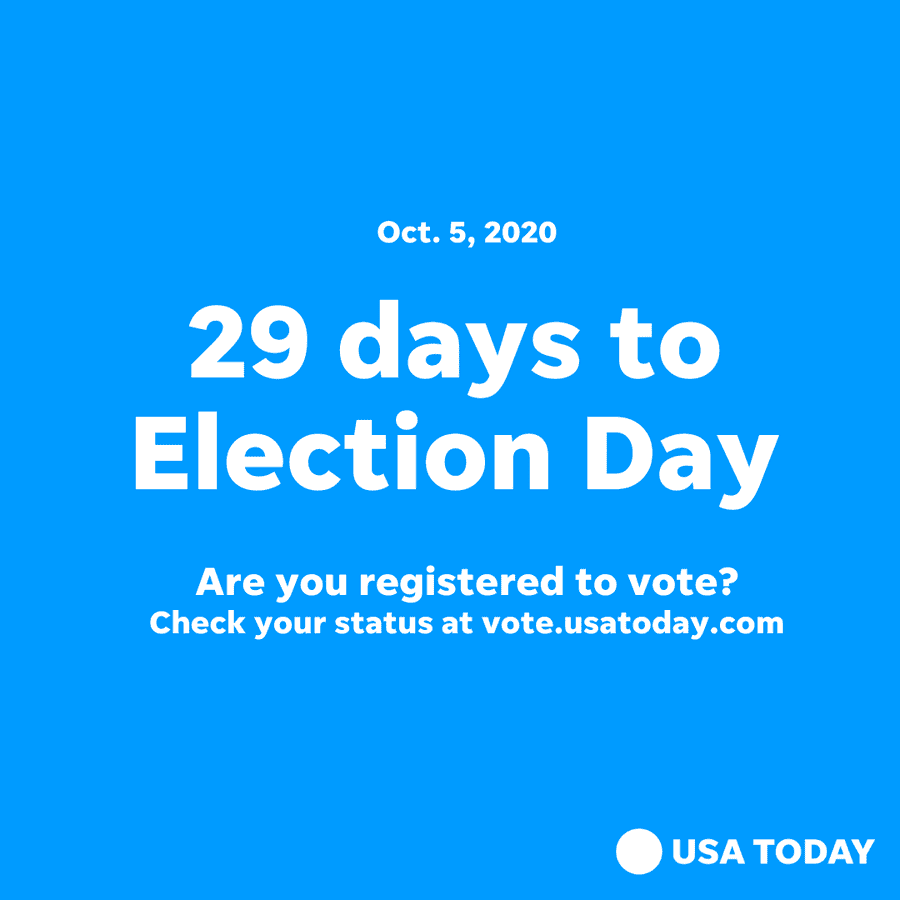 Today in Election 2020:   • There are 29 days until Election Day   • California and Iowa start mail-in voting and early voting  • New Jersey and Rhode Island start mail-in voting        • Nebraska starts early voting