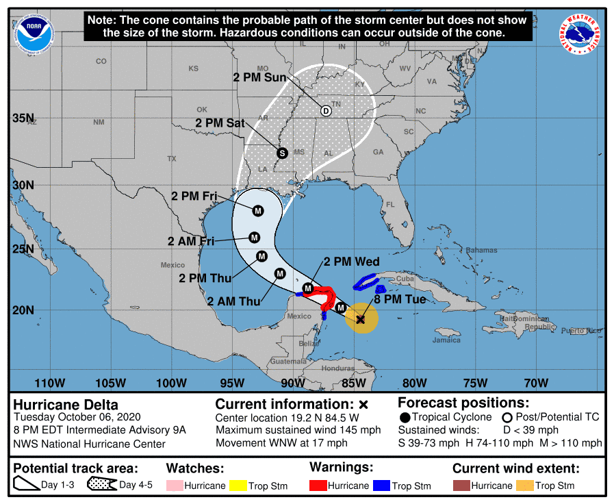 Hurricane Delta A Category 4 Storm That May Near Category 5 Strength