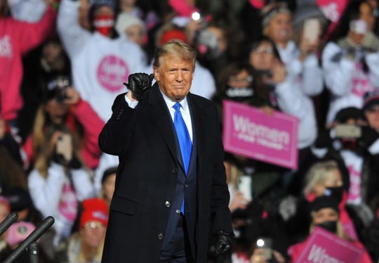 President Donald Trump speaks during a campaign rally on October 27, 2020 in Omaha, Nebraska. With the presidential election one week away, candidates of both parties are attempting to secure their standings in important swing states.