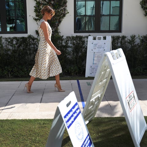 First lady Melania Trump arrives to cast her vote 