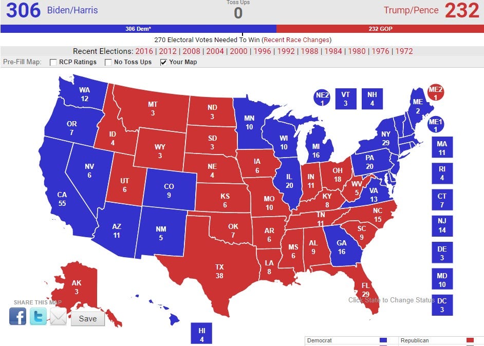 Rcp President 2020 Map Electoral College Vote Monday Brings End To Contentious 2020 Election