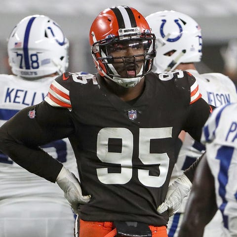 Browns defensive end Myles Garrett missed the past