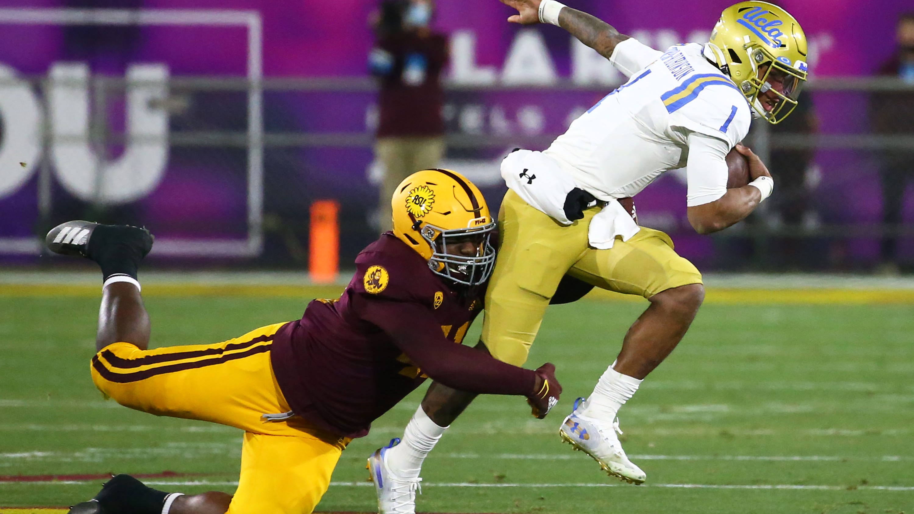 Arizona State Sun Devils defensive lineman Tyler Johnson (41) went to Gilbert Highland.