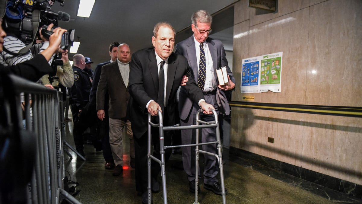 Harvey Weinstein walks to the courtroom in New York City Criminal Court on Jan. 6, 2020. Weinstein, a movie producer whose sexual misconduct led many women to share their experiences using the #MeToo hashtag, would be found guilty in February of rape and criminal sexual act.